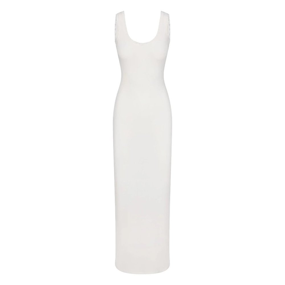 SKIMS - SOFT LOUNGE LACE SCOOP NECK DRESS | MARBLE